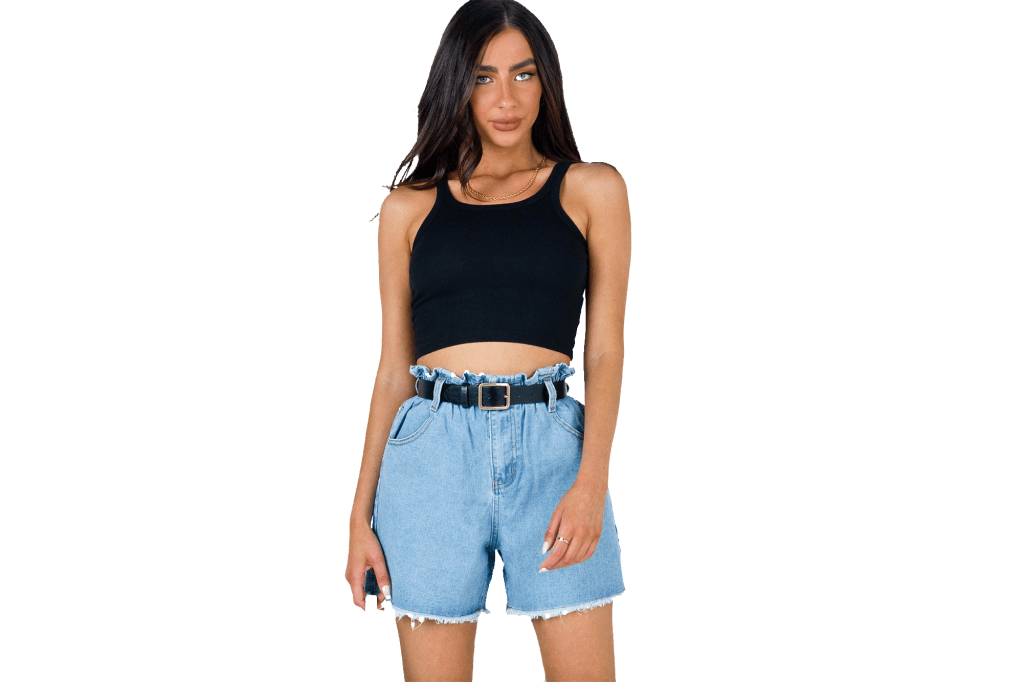 Princess Polly Open Road Denim Paperbag Shorts