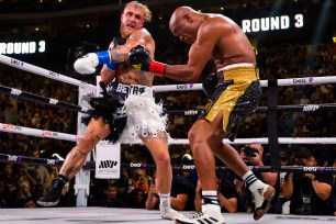 Jake Paul lands a punch on Anderson Silva during his unanimous decision victory.