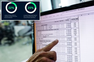 A man shows different hair cuts and hair styles prices from a spreadsheet on his computer on June 26, 2019 in Caracas, Venezuela.