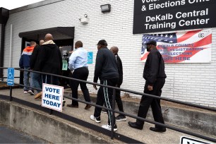 Early voters at a polling station in Decatur, Georgia on October 29, 2022.