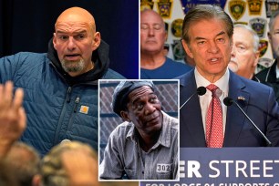 John Fetterman, Dr. Mehmet Oz and Morgan Freeman in "The Shawshank Redemption."