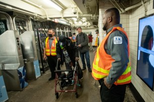 Security is seen at the West 4th St. Washington Square Park Station.