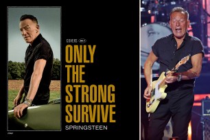 Bruce Springsteen and the cover of his new album, "Only the Strong Survive."