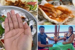 A Texas woman became the envy of couples everywhere after finding a pearl in her oyster during a romantic dinner.