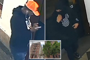 Two robbers barged into a Bronx woman’s apartment – one armed with a gun and the other stabbing her in the arm before taking off with a safe holding $160,000, authorities said.