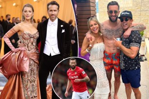 Ryan Reynolds tells Wrexham's Ollie Palmer to 'put a f--king shirt on' when greeting Blake Lively