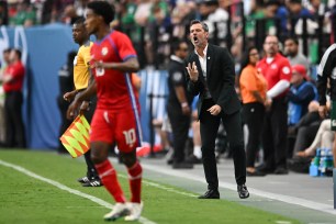 Former Mexico head coach Diego Cocca yells out instructions to his team in the CONCACAF Nations League third-place match against Panama on Sunday, June 18, 2023.