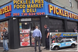 Exterior shot of Pickles and Pies, where a man was beaten Sunday