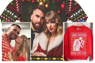 taylor swift travis kelce ugly Christmas sweaters