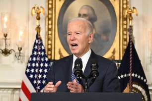 Joe Biden at a press conference in the White House