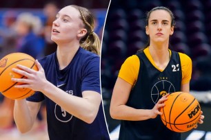 A collage of a woman, Cerrie Burnell, holding a basketball