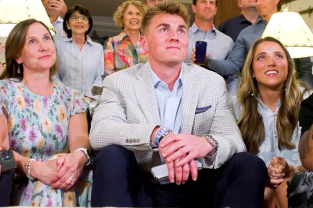 Bo Nix waits to hear his name called during the 2024 NFL Draft.