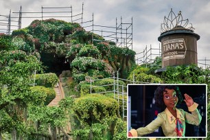 Construction continues at Tiana's Bayou Adventure at the Magic Kingdom at Walt Disney World on Feb. 16, 2024, in Lake Buena Vista, Florida. The renovation of the former Splash Mountain is expected to be completed soon, with the new attraction aiming for an opening in late summer. (Joe Burbank/Orlando Sentinel/Tribune News Service via Getty Images)