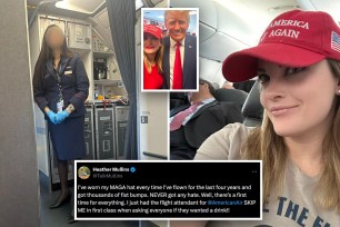 Heather Mullins, an avid Donald Trump, supporter claims her drink order was intentionally skipped over aboard an American Airlines flight because of her red MAGA hat.