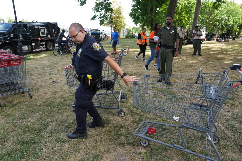 More than a dozen shopping carts, mostly from the nearby Costco, were also confiscated during the round up.  