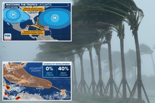 composite image of hurricane weather