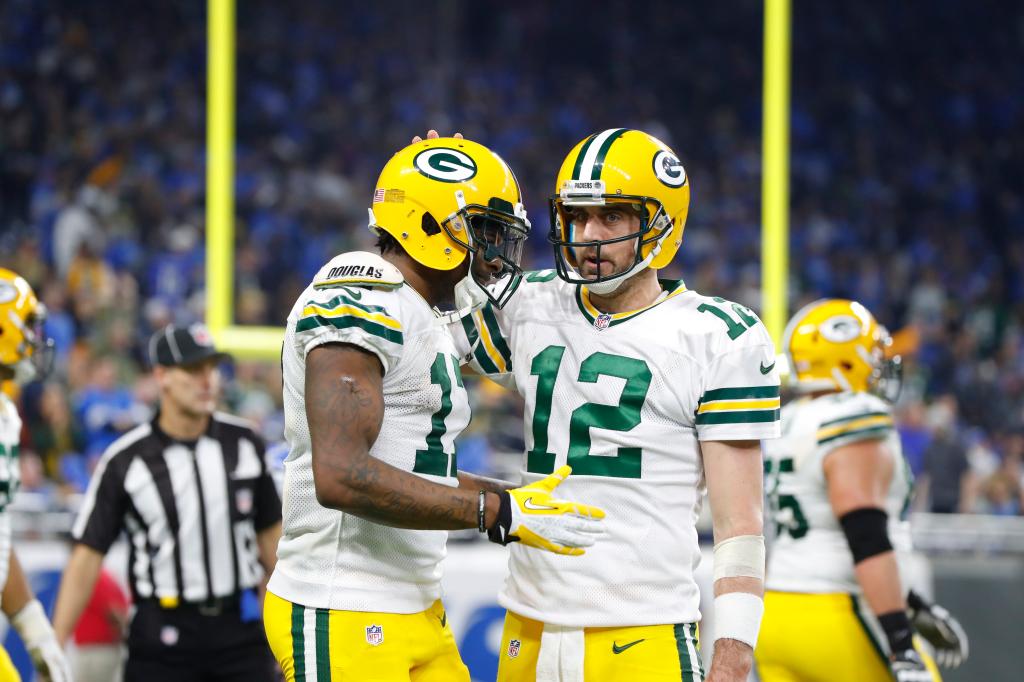 Aaron Rodgers (R.) and Davante Adams