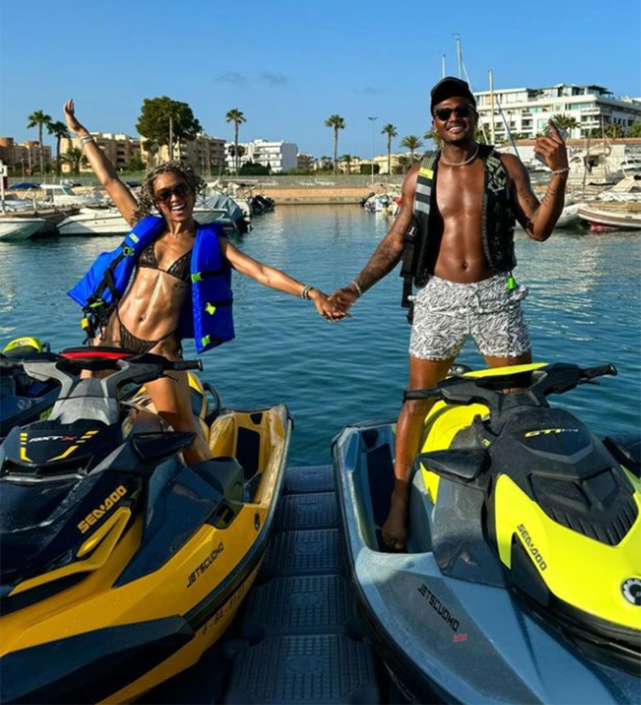 Deshaun Watson and his girlfriend Jilly Anais riding jet skis while on vacation in Spain.