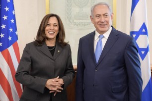 Sen. Kamala Harris hosted by Israeli Prime Minister Benjamin Netanyahu in his Jerusalem office, November 2017.