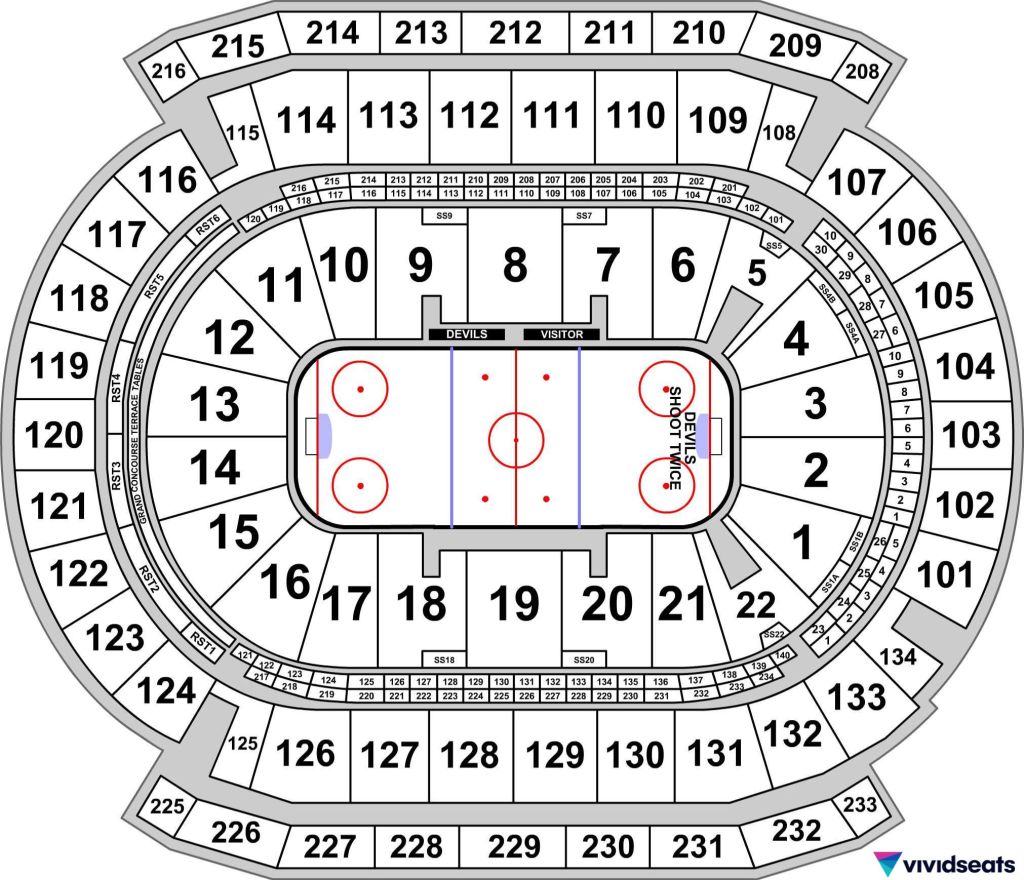 A map of Newark, NJ's Prudential Center.