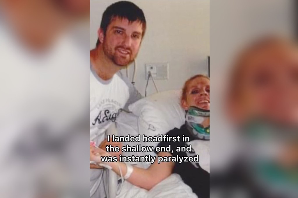 A screenshot from paralyzed bride Rachelle Chapman, 38, from Raleigh, North Carolina.