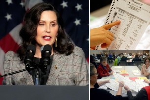 Gov. Gretchen Whitmer speaks at the NAACP Detroit branch Fight for Freedom Fund dinner in Detroit, Sunday, May 19, 2024