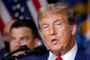 Republican presidential candidate and former U.S. President Donald Trump speaks during a campaign rally in Grand Rapids, Michigan, U.S., April 2, 2024.