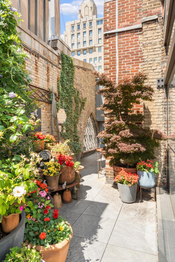 The planted terrace in a building where Greta Garbo once lived