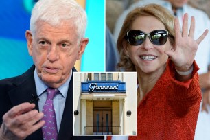 Mario Gabelli, Shari Redstone and Paramount sign