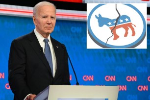 President Joe Biden and Former President Donald Trump participate in the first Presidential Debate at CNN Studios in Atlanta, Georgia, United States on June 27, 2024.