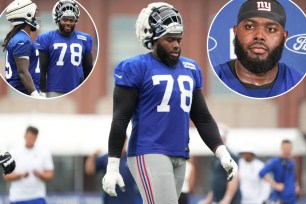 Giants offensive lineman Andrew Thomas (above and insets) is looking to raise his already-elite game to an even higher level.