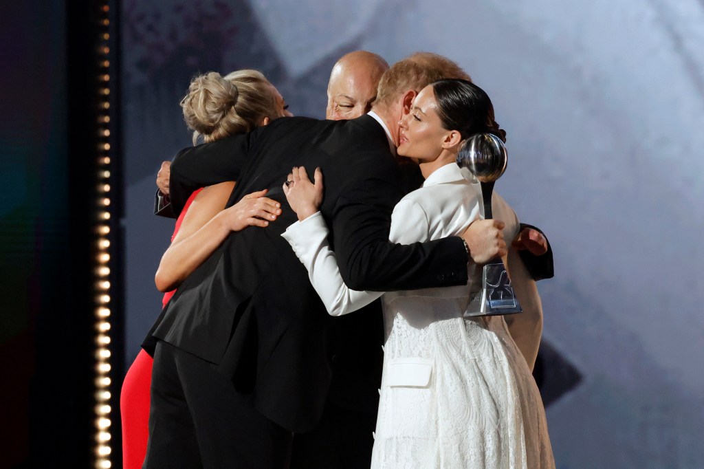 Harry was overcome with emotion after he was introduced by veterans and past Tillman Award winners and Invictus athletes Marine Sgt. Kirstie Ennis, Army Sgt. Elizabeth Marks and US Air Force Master Sgt. Israel Del Toro Jr.