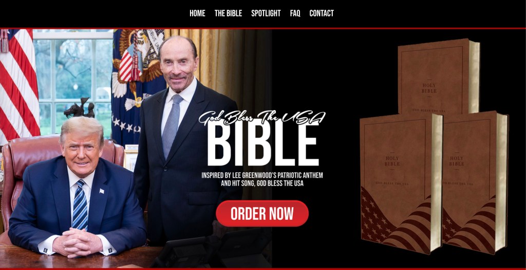 Trump has sold "God Bless the USA" Bibles.