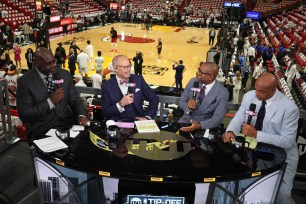 From left: The TNT "Inside the NBA" crew of Shaq, Ernie Johnson, Kenny Smith and Charles Barkley.