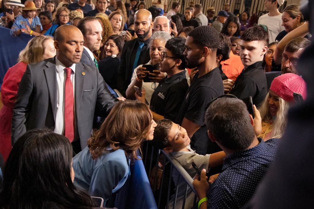 Vice President Kamala Harris appears at a post-debate campaign rally Friday in Las Vegas. 