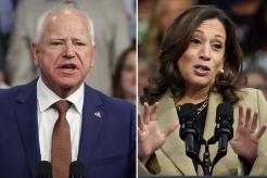 Democratic vice presidential candidate Tim Walz speaking at a campaign rally in Glendale, Arizona, with presidential candidate Kamala Harris in August 2024