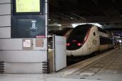 TGV trains remain parked at Gare Montparnasse after damage to high-speed rail lines caused delays and cancellations on July 26, 2024 in Paris, France.