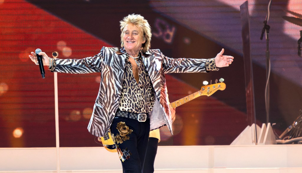 Rod Stewart performs on stage during his One Last Time concert at Royal Arena Copenhagen, Denmark June 9, 2024.