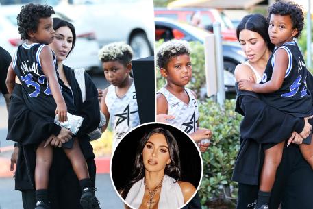 Makeup-free Kim Kardashian ditches glam for casual outing with sons Saint, 8, and Psalm, 6, at burger joint