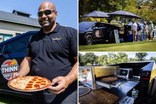 A pizzeria in New Jersey has outfitted Tesla Cybertrucks to be mobile pizza ovens.