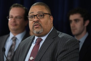 Manhattan District Attorney Alvin Bragg addressing the media after former President Donald Trump's guilty verdict