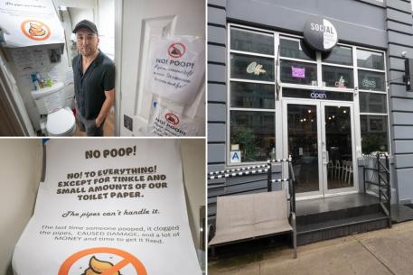 NYC cafe bathroom covered in ‘diabolical’ signs warning customers against pooping: ‘Pipes can’t handle it’