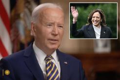 Collage of Joe Biden in a suit and tie with Kamala Harris