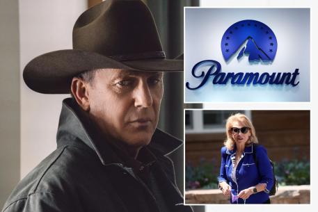 Kevin Costner, Paramount logo and Shari Redstone