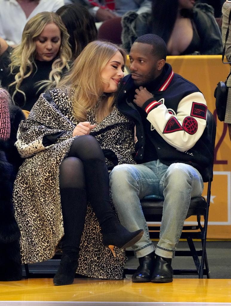 Adele and Rich Paul attend the 2022 NBA All-Star Game at Rocket Mortgage Fieldhouse on February 20, 2022 in Cleveland, Ohio.