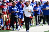 Brian Daboll calls plays during the fourth quarter of the Giants' Week 1 loss to the Vikings.