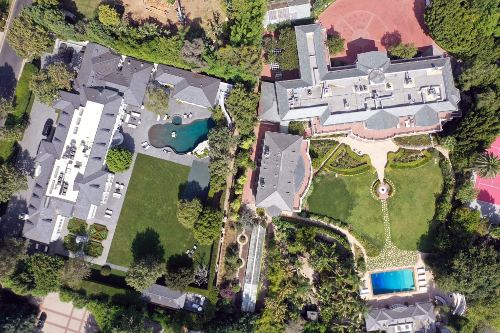 Diddy's mansion, left, and the Azria Estate next door, in Holmby Hills.