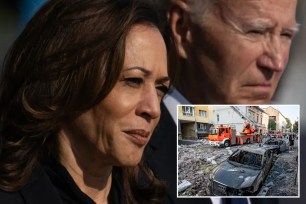 Vice President and Democratic presidential candidate Kamala Harris and President Joe Biden attend a wreath-laying ceremony at the Pentagon in Washington, DC, on September 11, 2024, on the 23rd anniversary of the 9/11 attacks