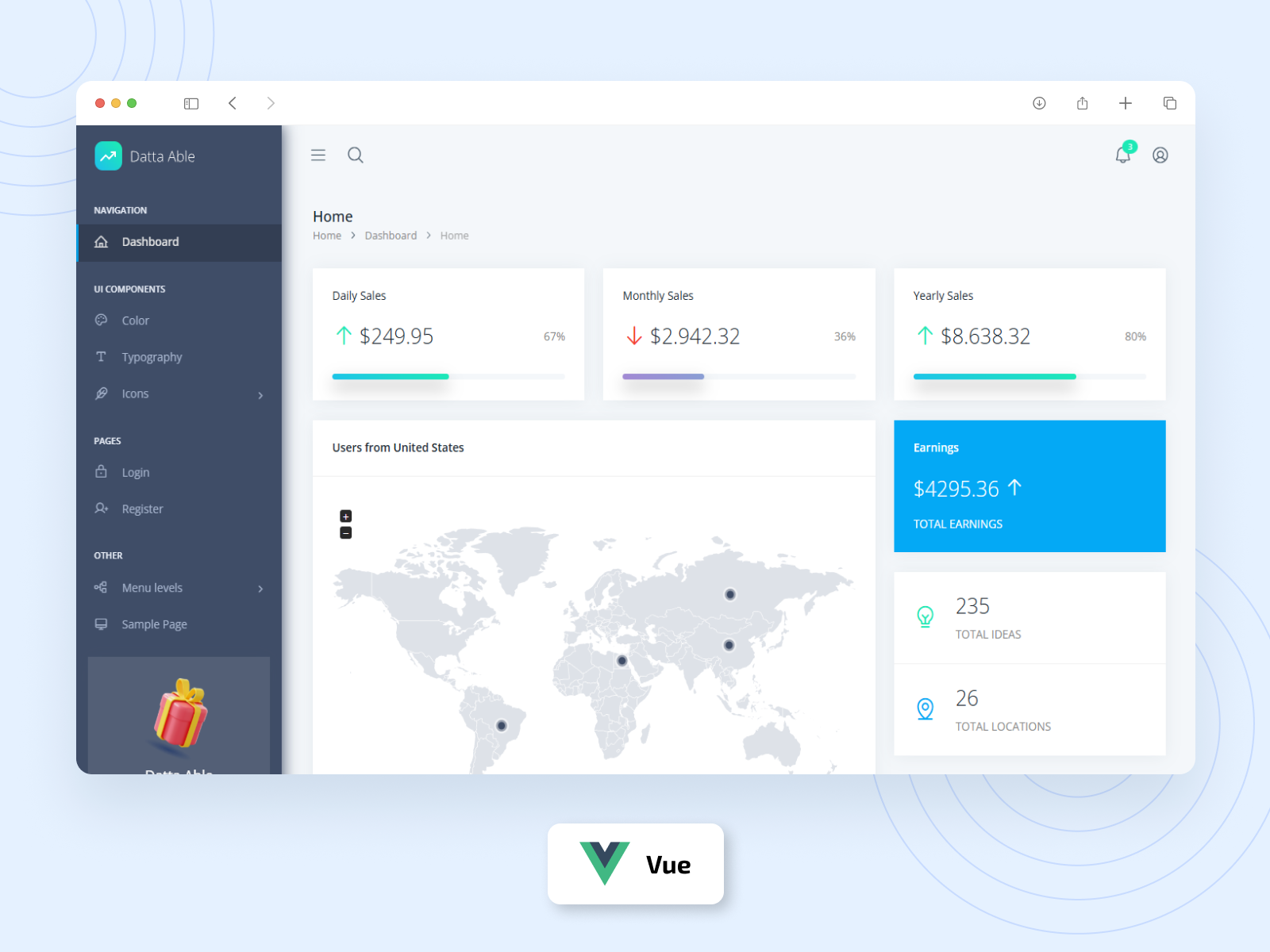 Free Datta Able Vue Admin Template