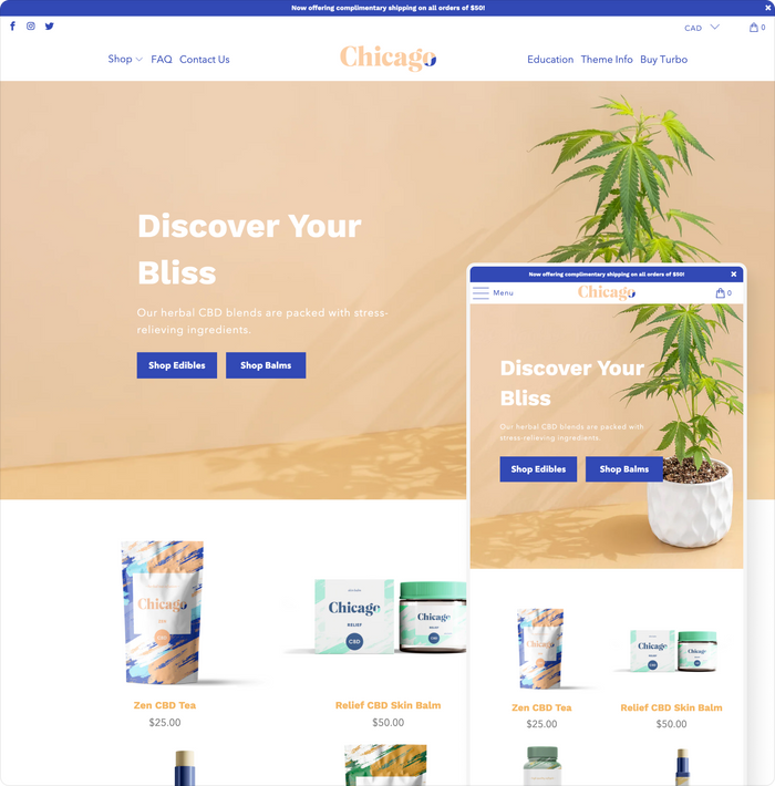 turbo shopify theme chicago theme style home page shown desktop and mobile devices